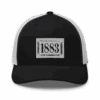 Yellowstone 1883 Logo Embroidered Retro Trucker Hat -Bioworld Shop YS 1883 TH 100162 BLK WHT MF 85fe65db 24f4 4134 8bbc 911f5acc8088
