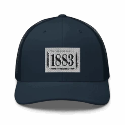 Yellowstone 1883 Logo Embroidered Retro Trucker Hat -Bioworld Shop YS 1883 TH 100162 NVY MF