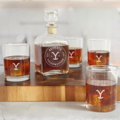 Yellowstone Authentic Y Logo Decanter And Rocks Glass Set