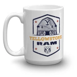 Yellowstone X Ram Barn White Mug -Bioworld Shop YS BARNRAM 76 100976 15 L MF