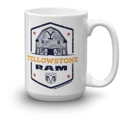 Yellowstone X Ram Barn White Mug -Bioworld Shop YS BARNRAM 76 100976 15 R MF