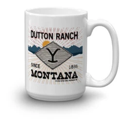Yellowstone Dutton Ranch Montana White Mug -Bioworld Shop YS BDGE09 69 100976 15 R MF