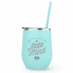 Yellowstone Beth Dutton State Of Mind Laser Engraved Wine Tumbler With Straw -Bioworld Shop YS BDMIND TWT 100027 TEAL MF
