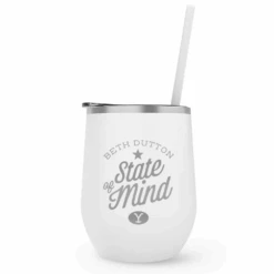 Yellowstone Beth Dutton State Of Mind Laser Engraved Wine Tumbler With Straw -Bioworld Shop YS BDMIND TWT 100027 WHT MF