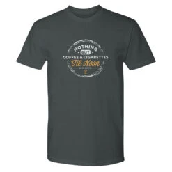 Yellowstone Nothing But Coffee & Cigarettes 'Til Noon Adult Short Sleeve T-Shirt -Bioworld Shop YS COFFEE TS 100011 CHARCOAL MF