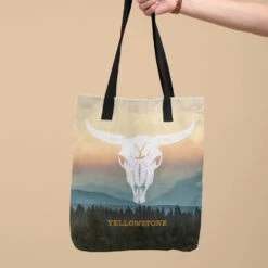 Yellowstone Cow Skull Premium Tote Bag 7 Yellowstone Cow Skull Premium Tote Bag -Bioworld Shop YS CS TB 100145 0001 AOP Tote LS