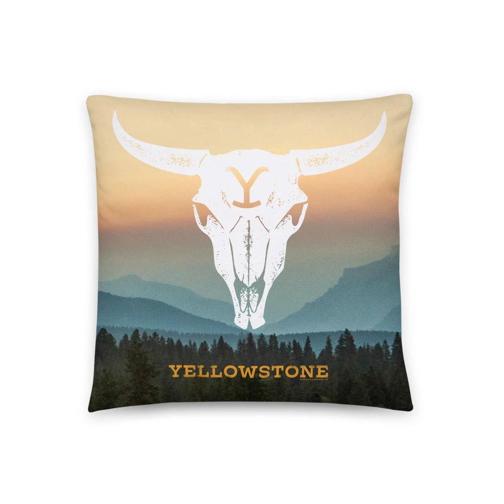Yellowstone Cow Skull Throw Pillow 3 Yellowstone Cow Skull Throw Pillow