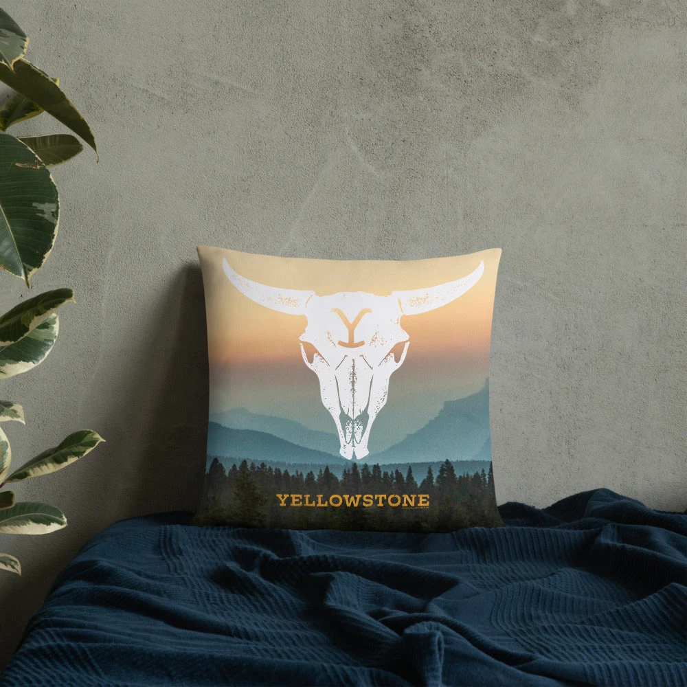 Yellowstone Cow Skull Throw Pillow 4 Yellowstone Cow Skull Throw Pillow - Image 2