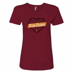Yellowstone Don't Make Me Go Beth Dutton On You Heart Women's Short Sleeve T-Shirt -Bioworld Shop YS DMMG 62 100012 MAROON MF