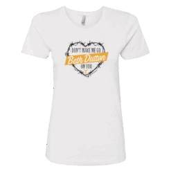 Yellowstone Don't Make Me Go Beth Dutton On You Heart Women's Short Sleeve T-Shirt -Bioworld Shop YS DMMG 62 100012 WHITE MF