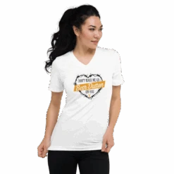 Yellowstone Don't Make Me Go Beth Dutton On You Heart V-Neck Short Sleeve T-Shirt -Bioworld Shop YS DMMG 62 100421 WHITE LFST MF