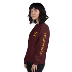 Yellowstone Dutton Ranch Fleece Crewneck Sweatshirt -Bioworld Shop YS DR CS 100362 Crew Sweater MAROON 2