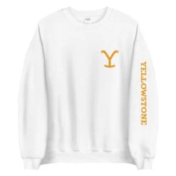 Yellowstone Dutton Ranch Fleece Crewneck Sweatshirt -Bioworld Shop YS DR CS 100362 Crew Sweater WHITE