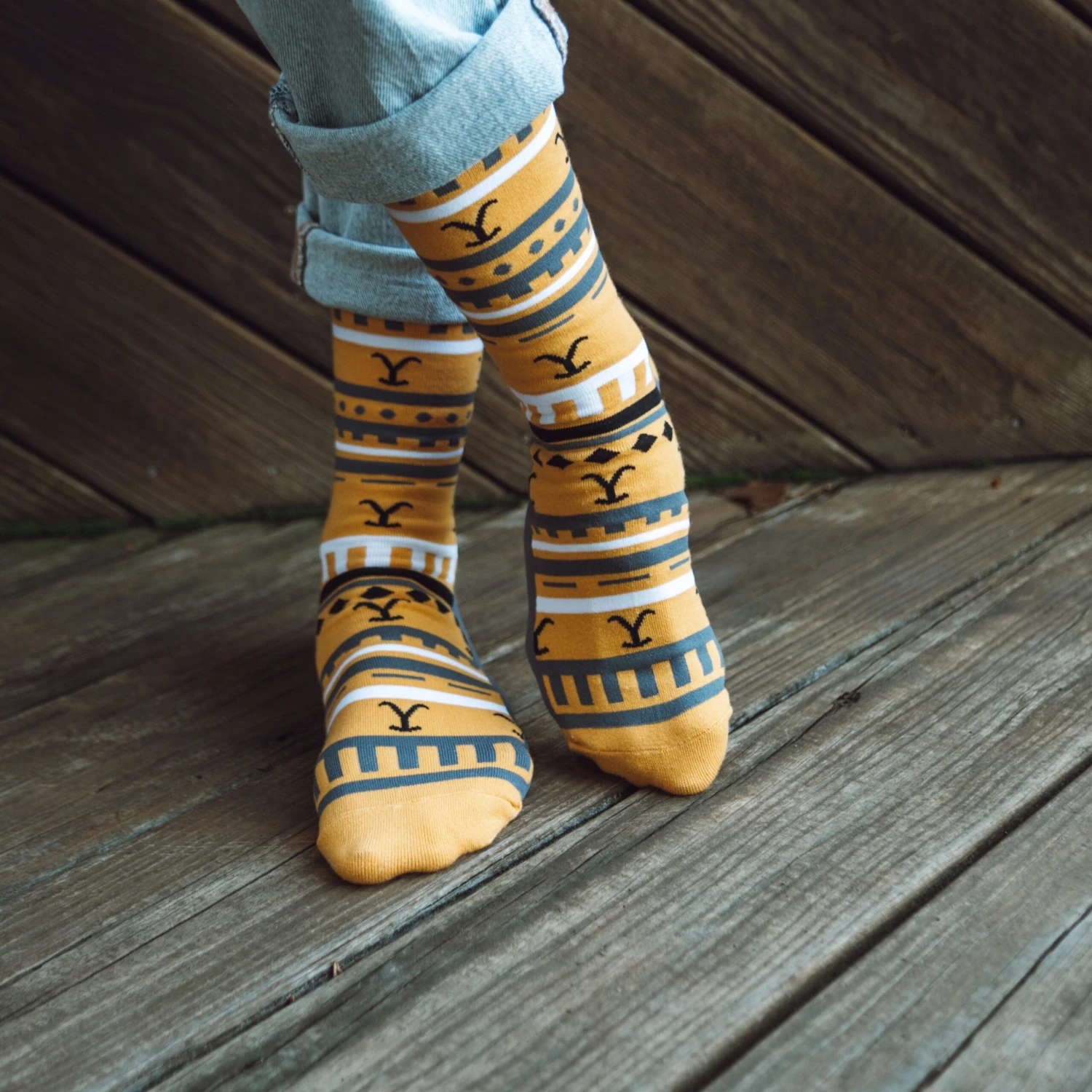 Yellowstone Dutton Ranch Yellow Striped Socks 7 Yellowstone Dutton Ranch Yellow Striped Socks - Image 5