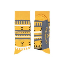 Yellowstone Dutton Ranch Yellow Striped Socks 10 Yellowstone Dutton Ranch Yellow Striped Socks -Bioworld Shop YS DR adults03