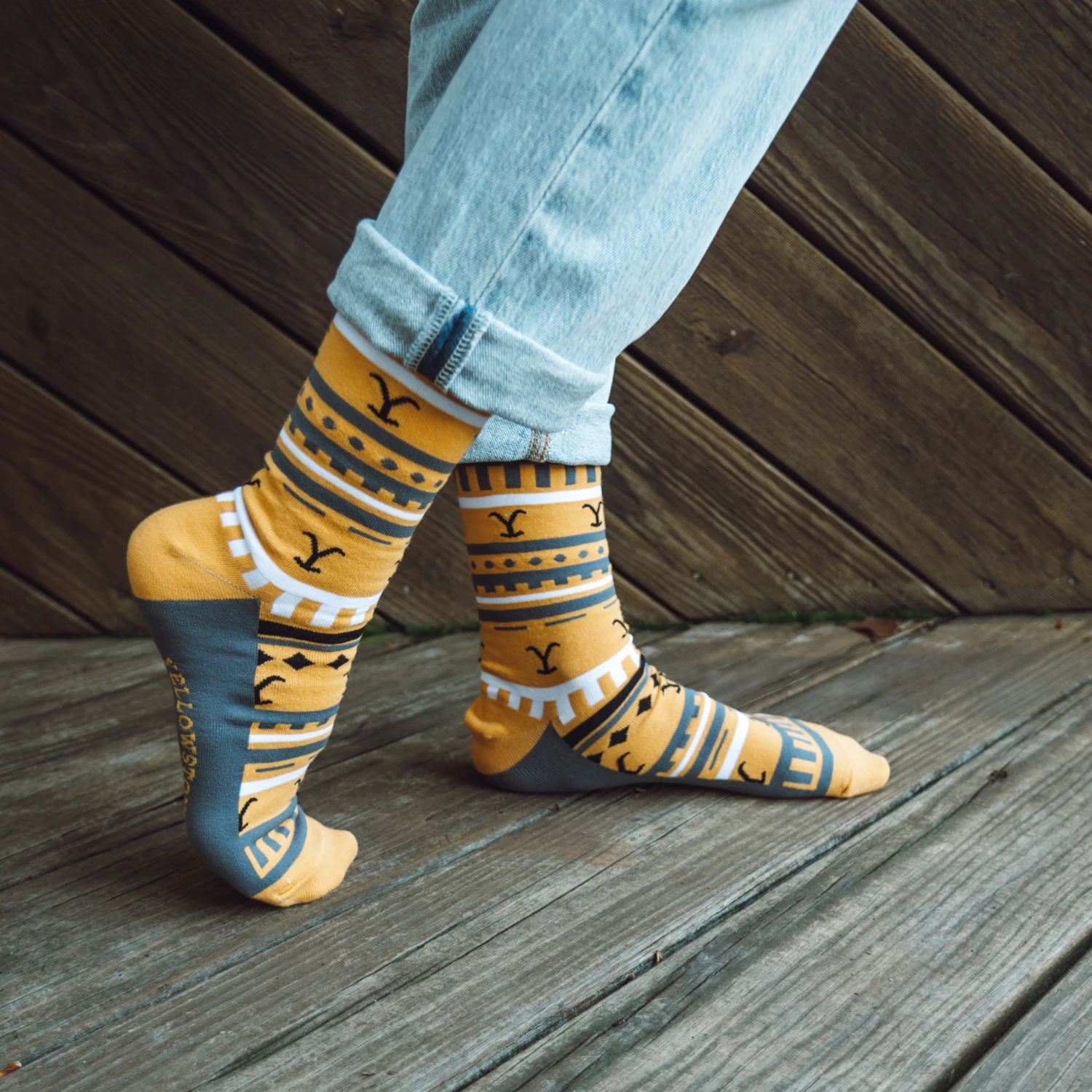 Yellowstone Dutton Ranch Yellow Striped Socks 4 Yellowstone Dutton Ranch Yellow Striped Socks - Image 2