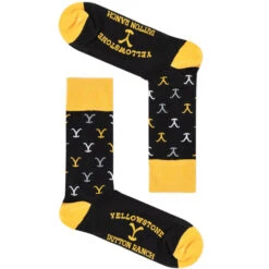 Yellowstone Dutton Ranch Y Pattern Black Socks