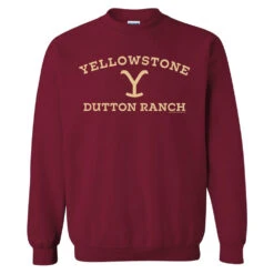 Yellowstone Dutton Ranch Logo Fleece Crewneck Sweatshirt -Bioworld Shop YS DR logo 100362 MAROON MF