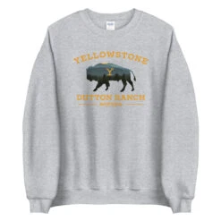 Yellowstone Dutton Ranch Bison Fleece Crewneck Sweatshirt -Bioworld Shop YS DRB CS 100362 0009 Crew Gray 1