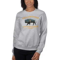 Yellowstone Dutton Ranch Bison Fleece Crewneck Sweatshirt -Bioworld Shop YS DRB CS 100362 0009 Crew Gray 2