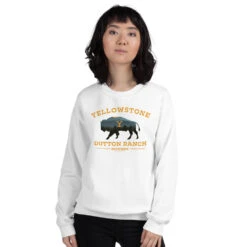 Yellowstone Dutton Ranch Bison Fleece Crewneck Sweatshirt -Bioworld Shop YS DRB CS 100362 0009 Crew white 2