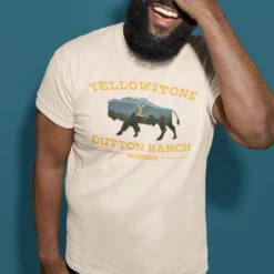 Yellowstone Dutton Ranch Bison Adult Short Sleeve T-Shirt -Bioworld Shop YS DRB ST 100011 0079 A Tee LS