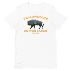 Yellowstone Dutton Ranch Bison Adult Short Sleeve T-Shirt -Bioworld Shop YS DRB ST 100011 0079 A Tee White