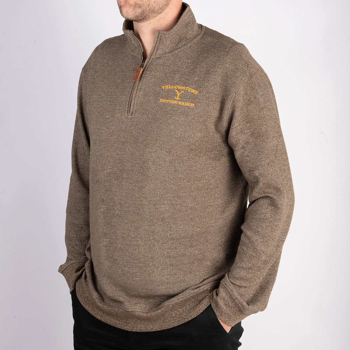 Yellowstone Dutton Ranch Mortimer Quarter Zip Embroidered Pullover 4 Yellowstone Dutton Ranch Mortimer Quarter Zip Embroidered Pullover - Image 2