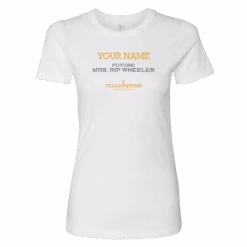 Yellowstone Future Mrs. Rip Wheeler Personalized Women's Short Sleeve T-Shirt -Bioworld Shop YS FMW PWT 100012 FR WHT PERSO MF