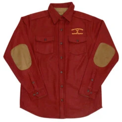 Yellowstone Dutton Ranch Embroidered Red Wool Button Down Shirt