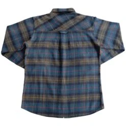 Yellowstone Dutton Ranch Embroidered Navy Plaid Flannel Shirt -Bioworld Shop YS Flannel 04 Merch 1x1 002