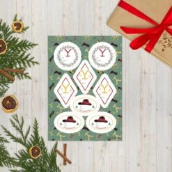 Yellowstone Holiday Icons Gift Sticker Sheet 6 Yellowstone Holiday Icons Gift Sticker Sheet -Bioworld Shop YS HICNS 125 100952 LIFE