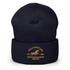 Yellowstone Dutton Ranch Montana Cuffed Beanie -Bioworld Shop YS HORSE 70 100434 NAVY MF
