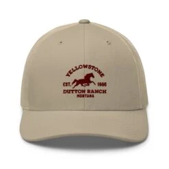 Yellowstone Dutton Ranch Montana Retro Trucker Hat -Bioworld Shop YS HORSE 70 100953 KHAKI MF