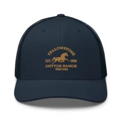Yellowstone Dutton Ranch Montana Retro Trucker Hat -Bioworld Shop YS HORSE 70 100953 NAVY MF