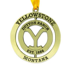 Yellowstone Dutton Ranch Gold 3D Spinner Ornament -Bioworld Shop YS ORN MERCH 1X1 002