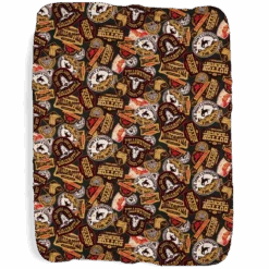 Yellowstone Patches Sherpa Blanket -Bioworld Shop YS PSB 100206 60x80 flat MF