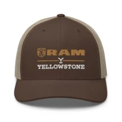 Yellowstone X Ram Trucker Hat -Bioworld Shop YS RAMY 76 100953 BROWN KHAKI MF