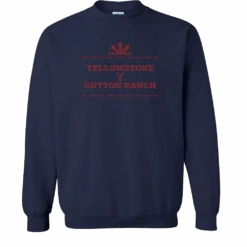 Yellowstone Dutton Ranch Holiday Logo Fleece Crewneck Sweatshirt -Bioworld Shop YS RED DR HL 100362 NVY MF