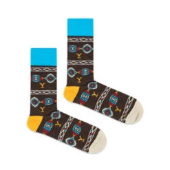 Yellowstone Y Logo Aztec Print Socks -Bioworld Shop YS SOCKS 1x1 006