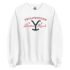 Yellowstone Dutton Ranch Star Fleece Crewneck Sweatshirt -Bioworld Shop YS STAR 63 100362 WHITE MF