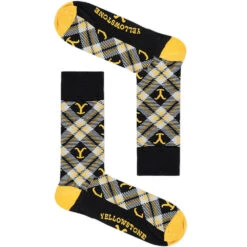 Yellowstone Dutton Ranch Black Plaid Socks -Bioworld Shop YS Socks 101 Merch 1x1 C 002