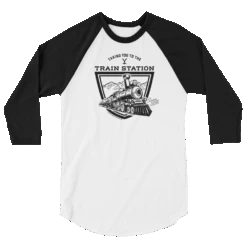 Yellowstone Taking You To The Train Station Unisex 3/4 Sleeve Raglan Shirt -Bioworld Shop YS TTTS RS 100395 BLK WHT MF