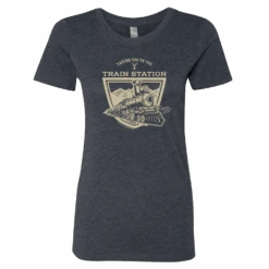 Yellowstone Taking You To The Train Station Women's Tri-Blend T-Shirt -Bioworld Shop YS TTTS WS 100007 VNT NVY MF