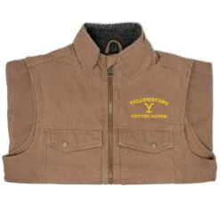 Yellowstone Dutton Ranch Logo Cloth Vest -Bioworld Shop YS Vest Tan Merch 1x1 002