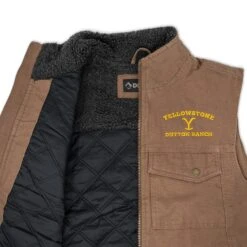 Yellowstone Dutton Ranch Logo Cloth Vest -Bioworld Shop YS Vest Tan Merch 1x1 003