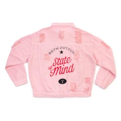 Yellowstone Beth Dutton State Of Mind Wren + Glory Hand Painted Pink Denim Jacket