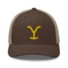 Yellowstone Y Logo Retro Trucker Hat -Bioworld Shop YS Y 70 100953 BROWN KHAKI MF