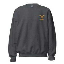 Yellowstone Dutton Ranch Y Logo Embroidered Sweatshirt -Bioworld Shop YS Y 77 100362 DARK HEATHER MF