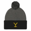 Yellowstone Y Logo Pom Pom Knit Beanie -Bioworld Shop YS Y logo 100161 MF